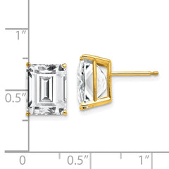 14K Yellow Gold 10x8mm Emerald-cut Cubic Zirconia Stud Earrings