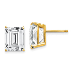14K Yellow Gold 10x8mm Emerald-cut Cubic Zirconia Stud Earrings