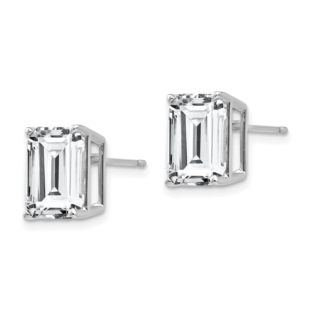 14K White Gold 10x8mm Emerald-cut Cubic Zirconia Stud Earrings