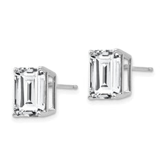 14K White Gold 10x8mm Emerald-cut Cubic Zirconia Stud Earrings
