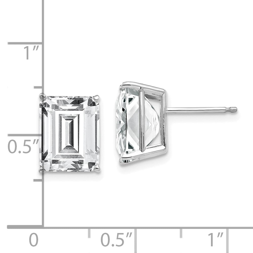 14K White Gold 10x8mm Emerald-cut Cubic Zirconia Stud Earrings
