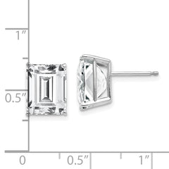 14K White Gold 10x8mm Emerald-cut Cubic Zirconia Stud Earrings
