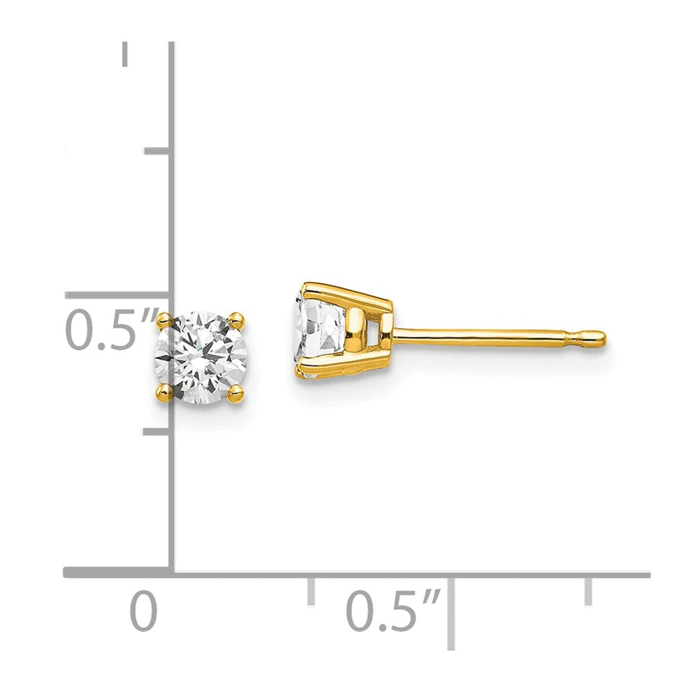 14K Yellow Gold 4mm Cubic Zirconia Earrings