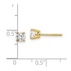 14K Yellow Gold 4mm Cubic Zirconia Earrings