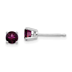 14K White Gold 4mm Rhodolite Garnet Stud Earrings