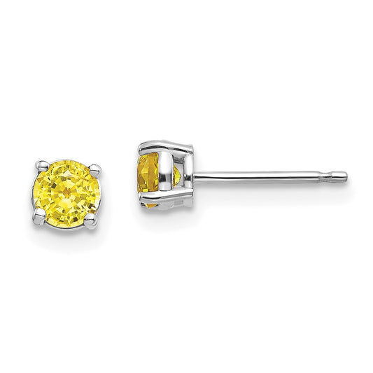14K White Gold Yellow Sapphire Stud Earrings