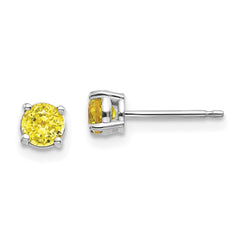 14K White Gold Yellow Sapphire Stud Earrings