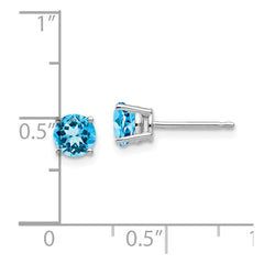 14K White Gold 5mm Blue Topaz Stud Earrings