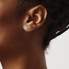 14K White Gold 5mm Round Checker-cut Green Quartz Earrings