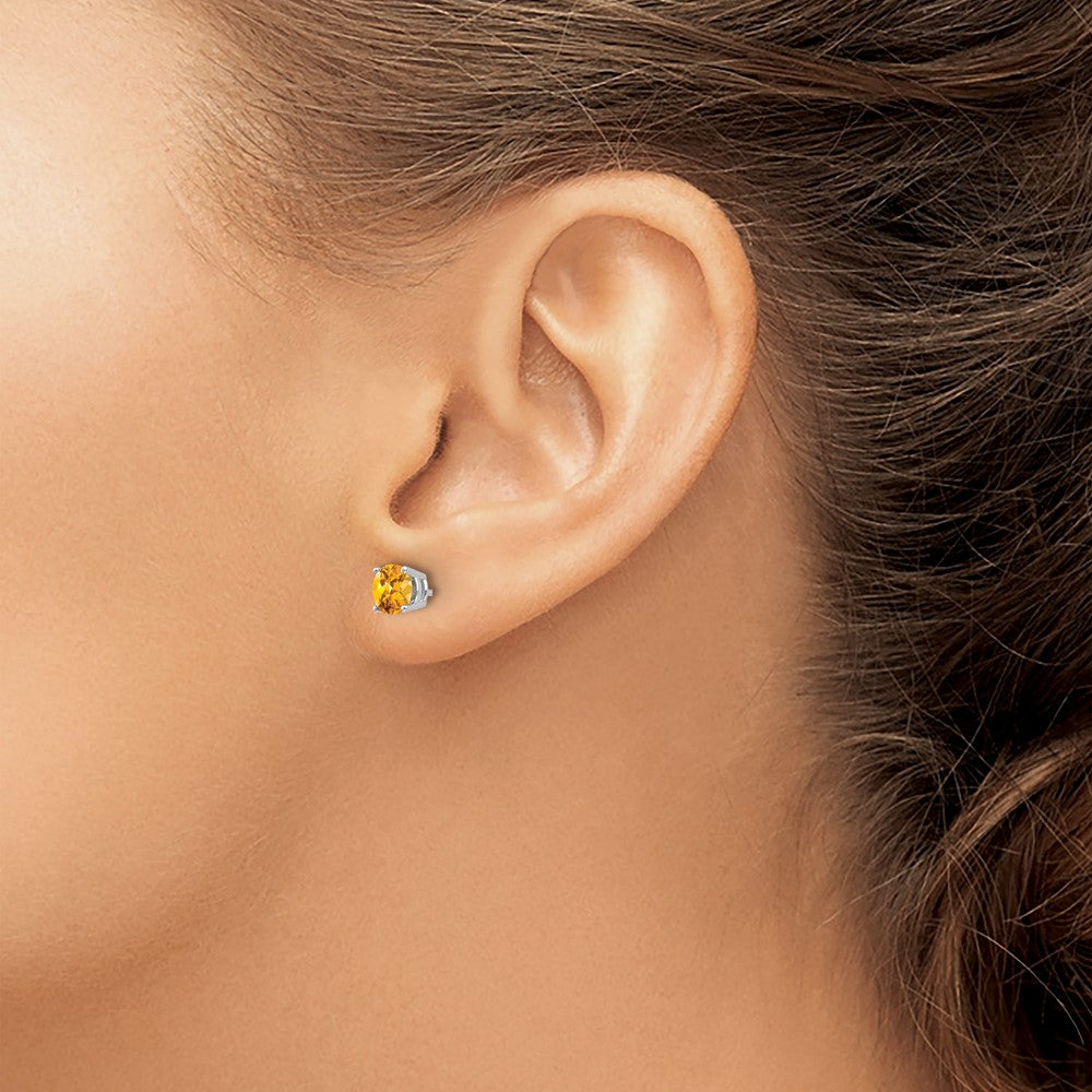 14K White Gold 5mm Citrine Stud Earrings