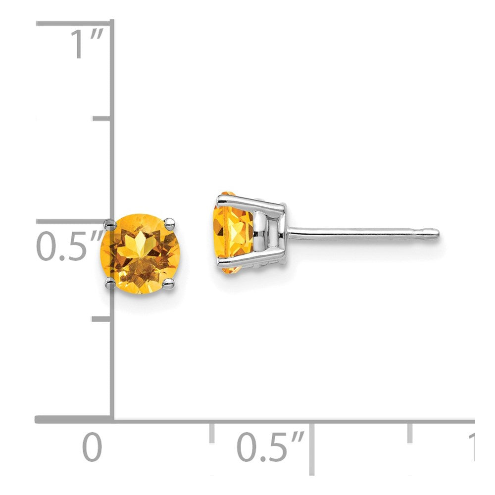 14K White Gold 5mm Citrine Stud Earrings