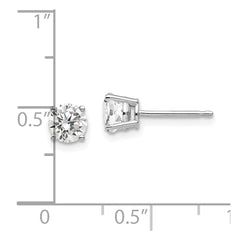 14K White Gold 5mm Cubic Zirconia Stud Earrings