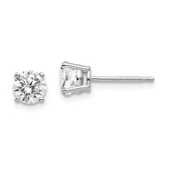 14K White Gold 5mm Cubic Zirconia Stud Earrings