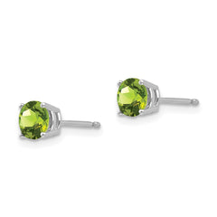 14K White Gold 5mm Peridot Stud Earrings
