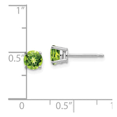 14K White Gold 5mm Peridot Stud Earrings