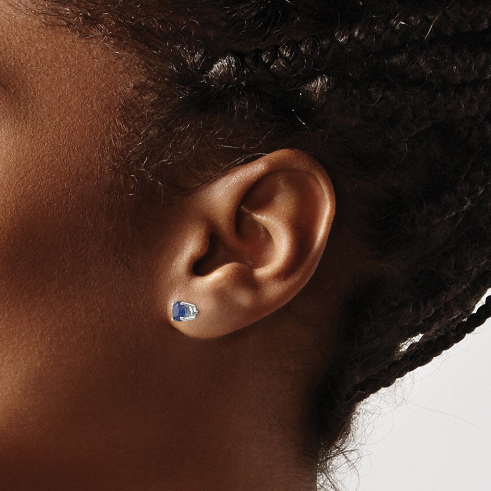 14K White Gold Sapphire Stud Earrings