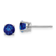 14K White Gold Sapphire Stud Earrings