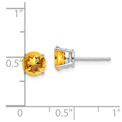 14K White Gold 6mm Citrine Stud Earrings