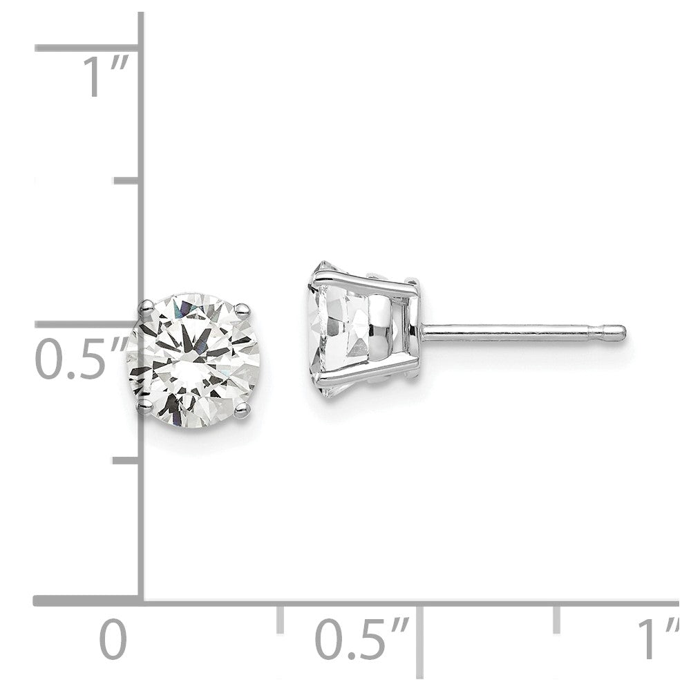 14K White Gold 6mm Cubic Zirconia Stud Earrings