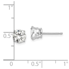 14K White Gold 6mm Cubic Zirconia Stud Earrings