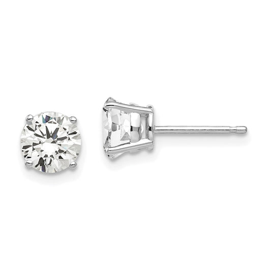 14K White Gold 6mm Cubic Zirconia Stud Earrings