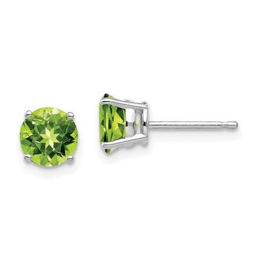 14K White Gold 6mm Peridot Stud Earrings
