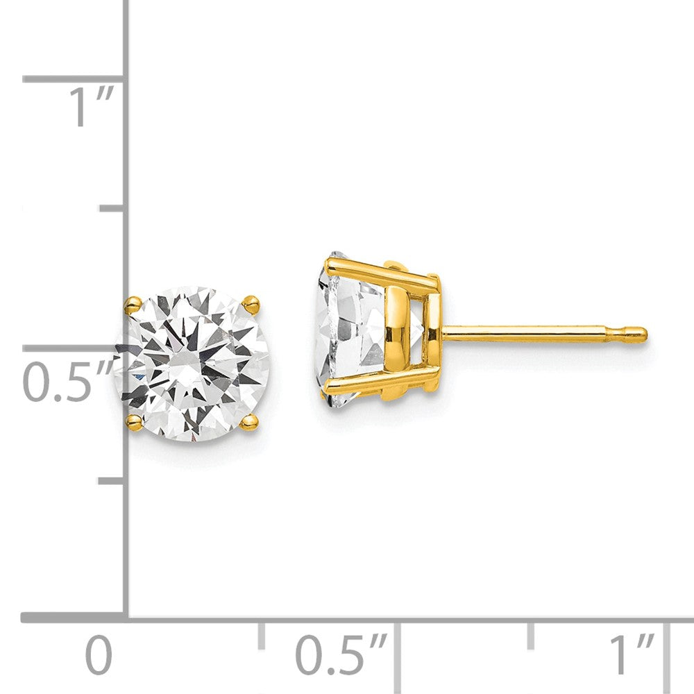 14K Yellow Gold 7mm Cubic Zirconia Earrings