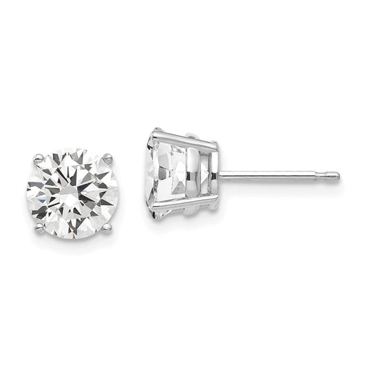 14K White Gold 7mm Cubic Zirconia Stud Earrings