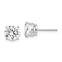 14K White Gold 7mm Cubic Zirconia Stud Earrings