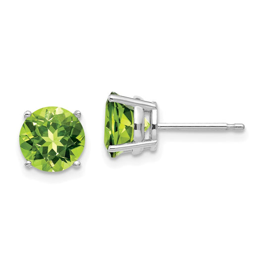 14K White Gold 7mm Peridot Stud Earrings