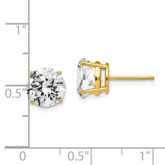 14K Yellow Gold 8mm Cubic Zirconia Post Earrings