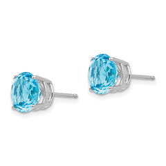 14K White Gold 8mm Blue Topaz Stud Earrings