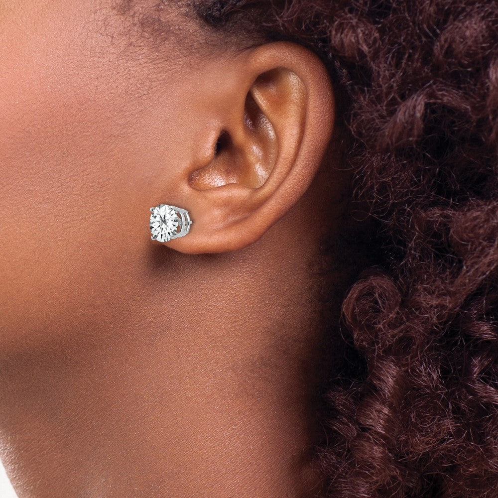 14K White Gold 8mm Cubic Zirconia Stud Earrings