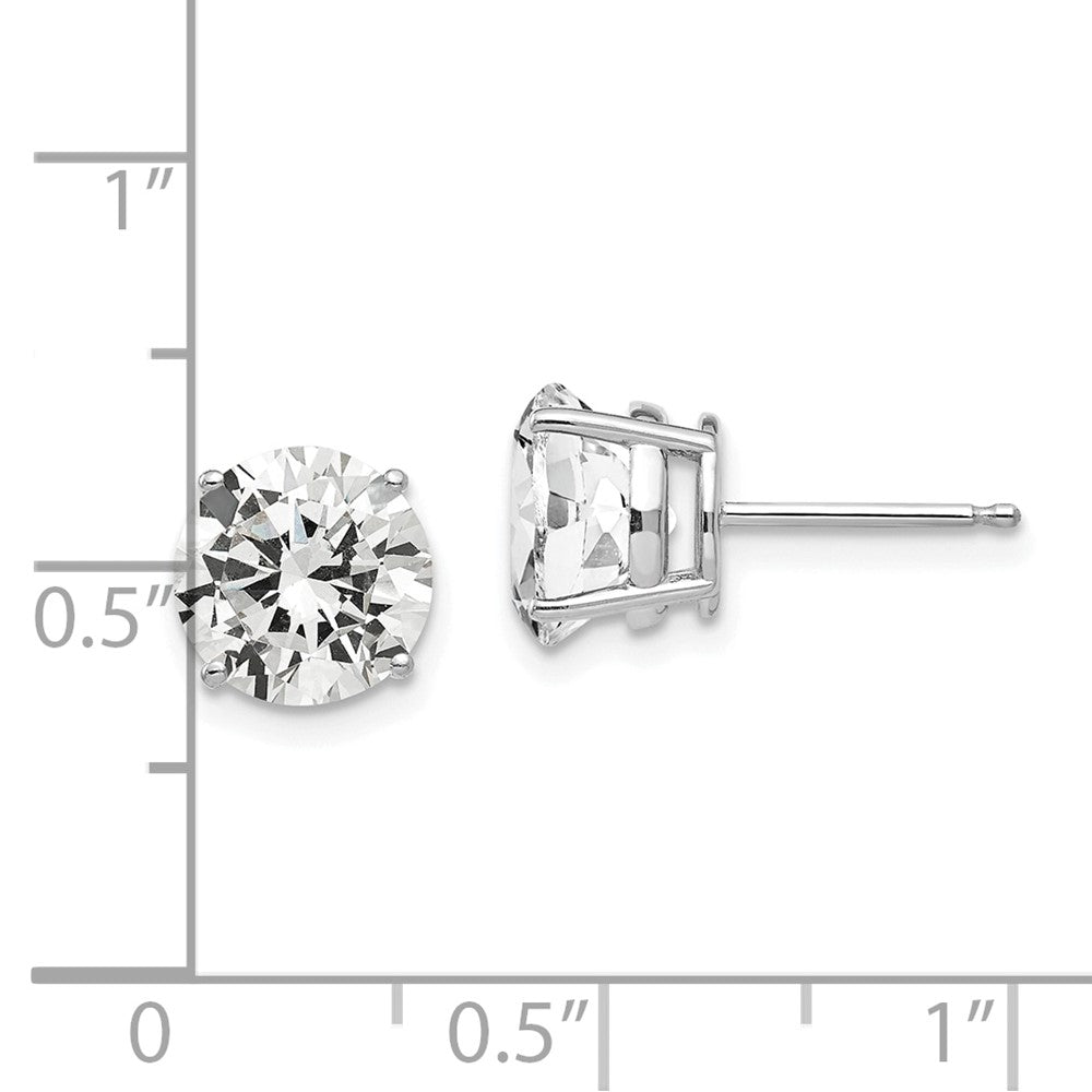 14K White Gold 8mm Cubic Zirconia Stud Earrings
