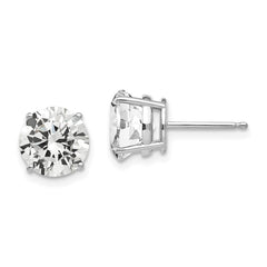 14K White Gold 8mm Cubic Zirconia Stud Earrings