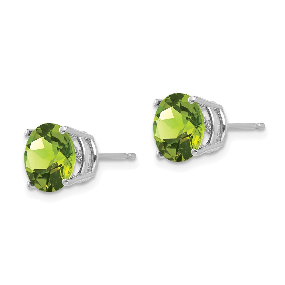 14K White Gold 8mm Peridot Earrings