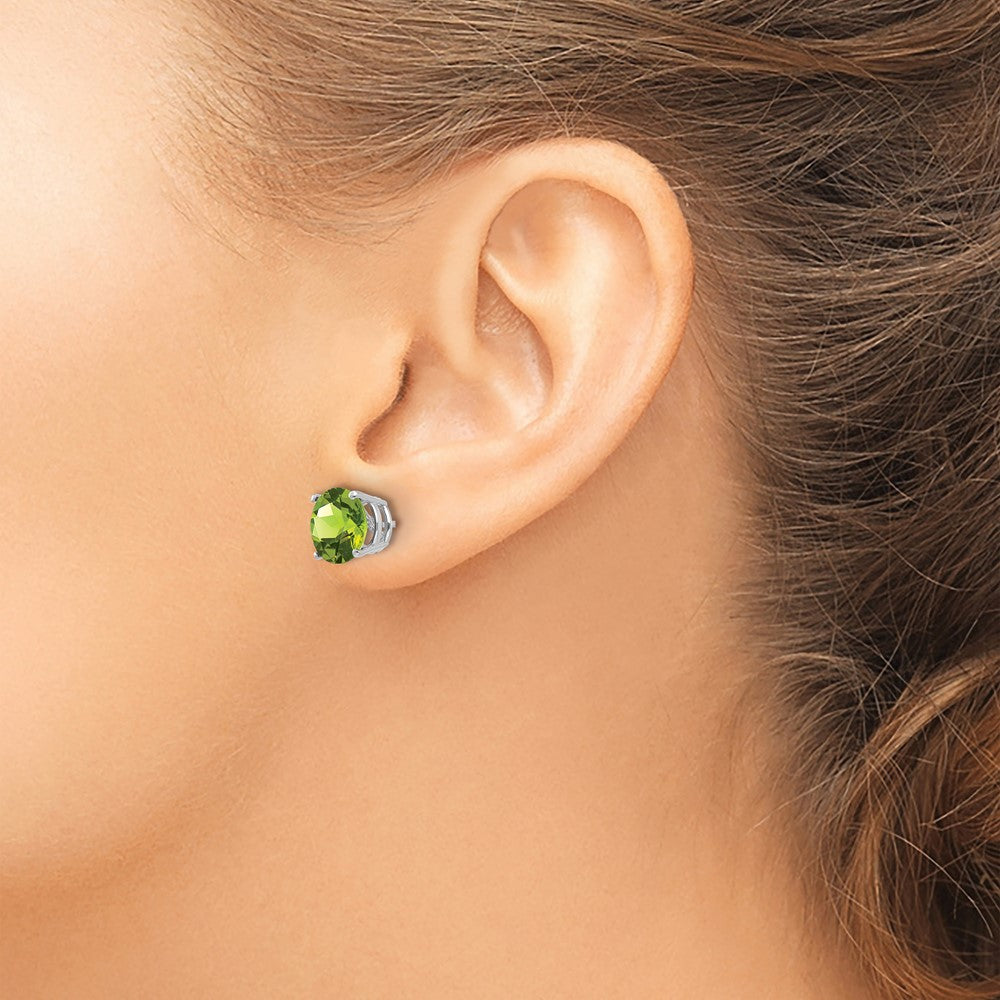 14K White Gold 8mm Peridot Earrings