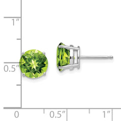 14K White Gold 8mm Peridot Earrings