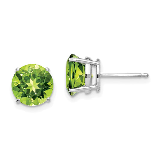 14K White Gold 8mm Peridot Earrings