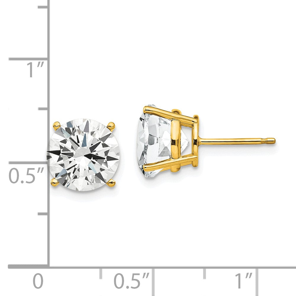14K Yellow Gold 9mm Cubic Zirconia Earrings