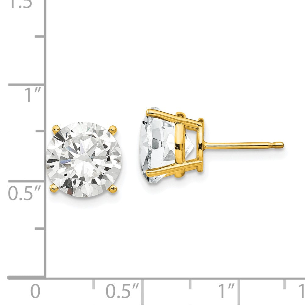 14K Yellow Gold 10mm Cubic Zirconia Earrings