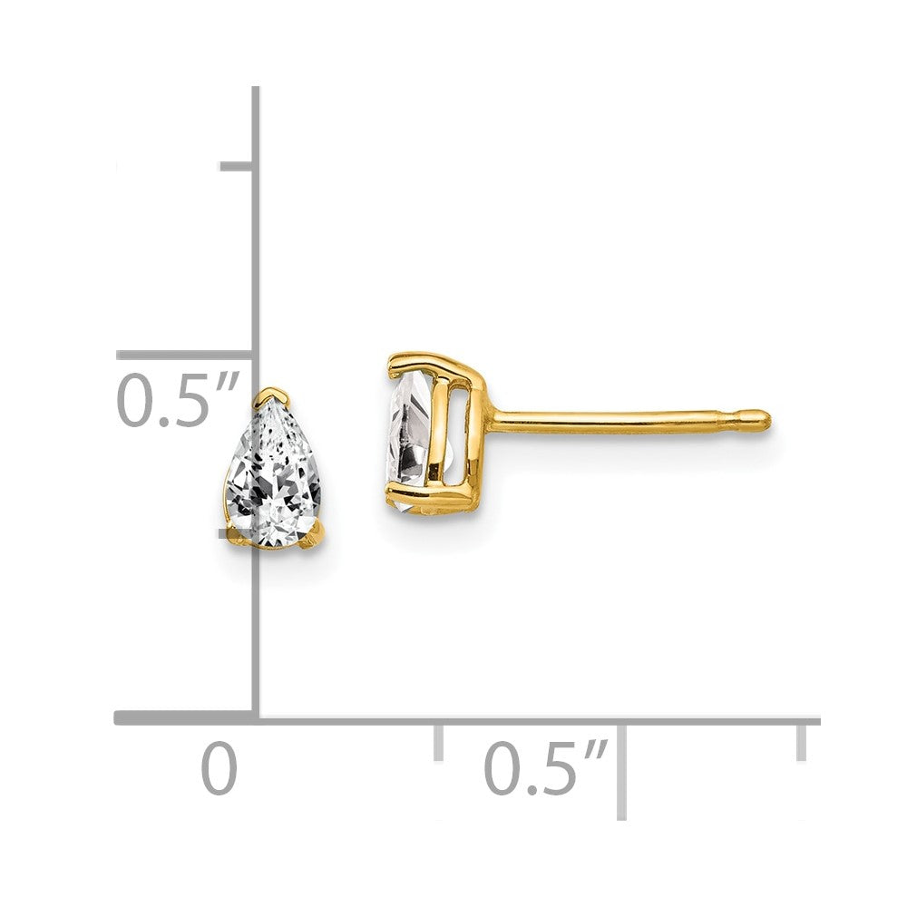 14K Yellow Gold 5x3mm Pear Cubic Zirconia Earrings