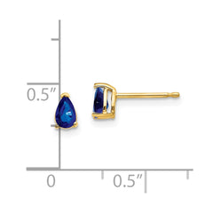 14K Yellow Gold 6x3mm Pear Sapphire Stud Earrings