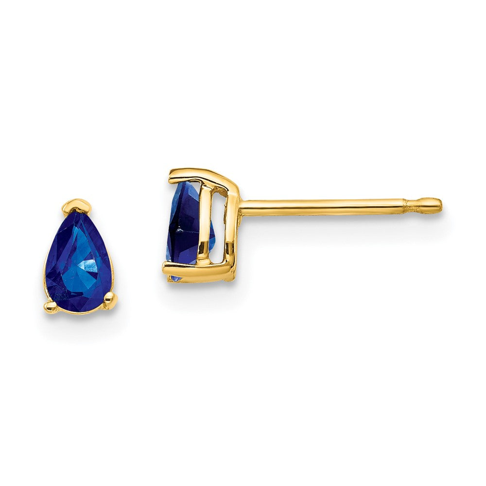 14K Yellow Gold 6x3mm Pear Sapphire Stud Earrings