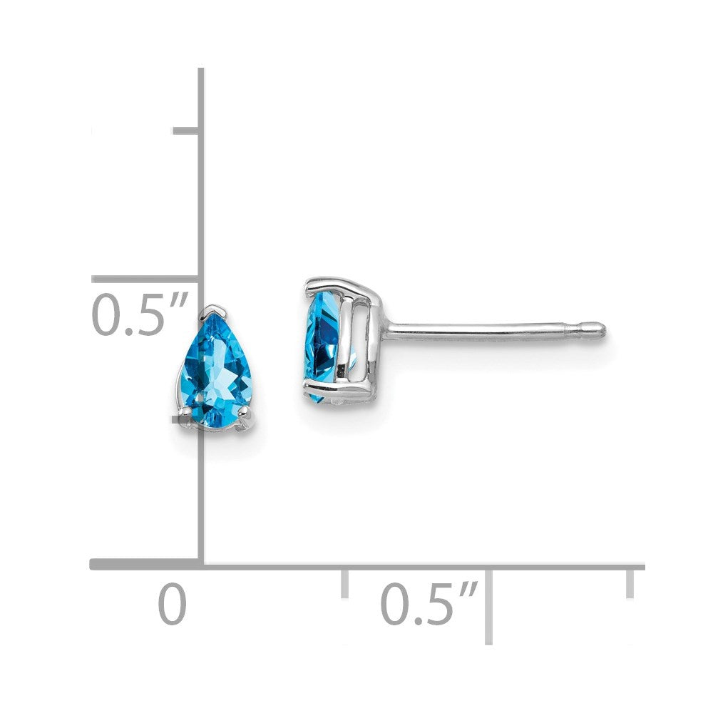 14K White Gold 5x3mm Pear Blue Topaz Stud Earrings