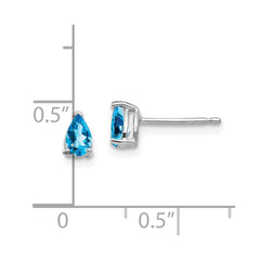 14K White Gold 5x3mm Pear Blue Topaz Stud Earrings