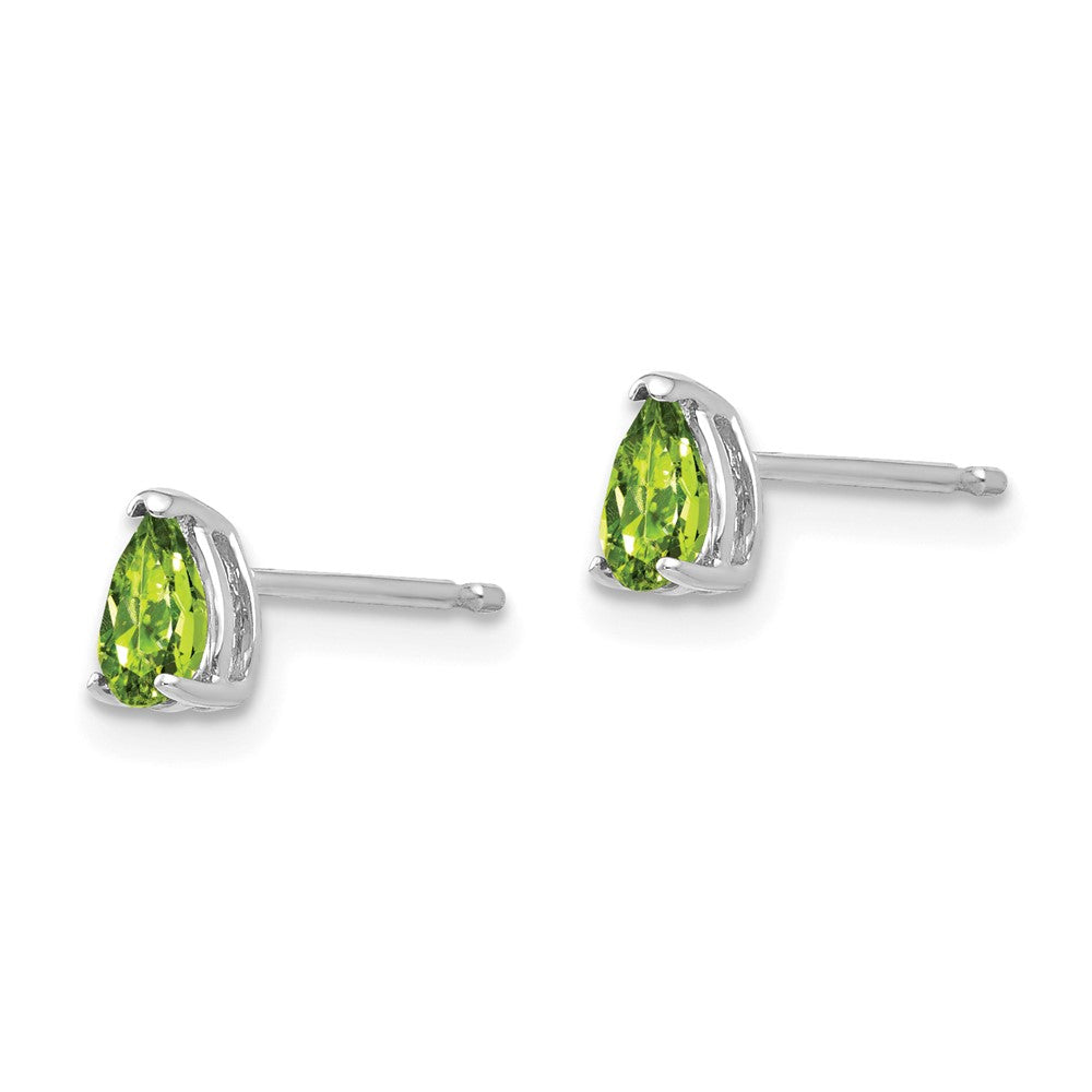 14K White Gold 5x3mm Pear Peridot Stud Earrings