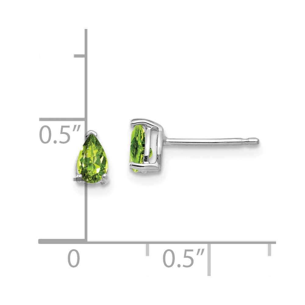 14K White Gold 5x3mm Pear Peridot Stud Earrings