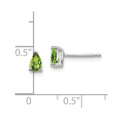 14K White Gold 5x3mm Pear Peridot Stud Earrings
