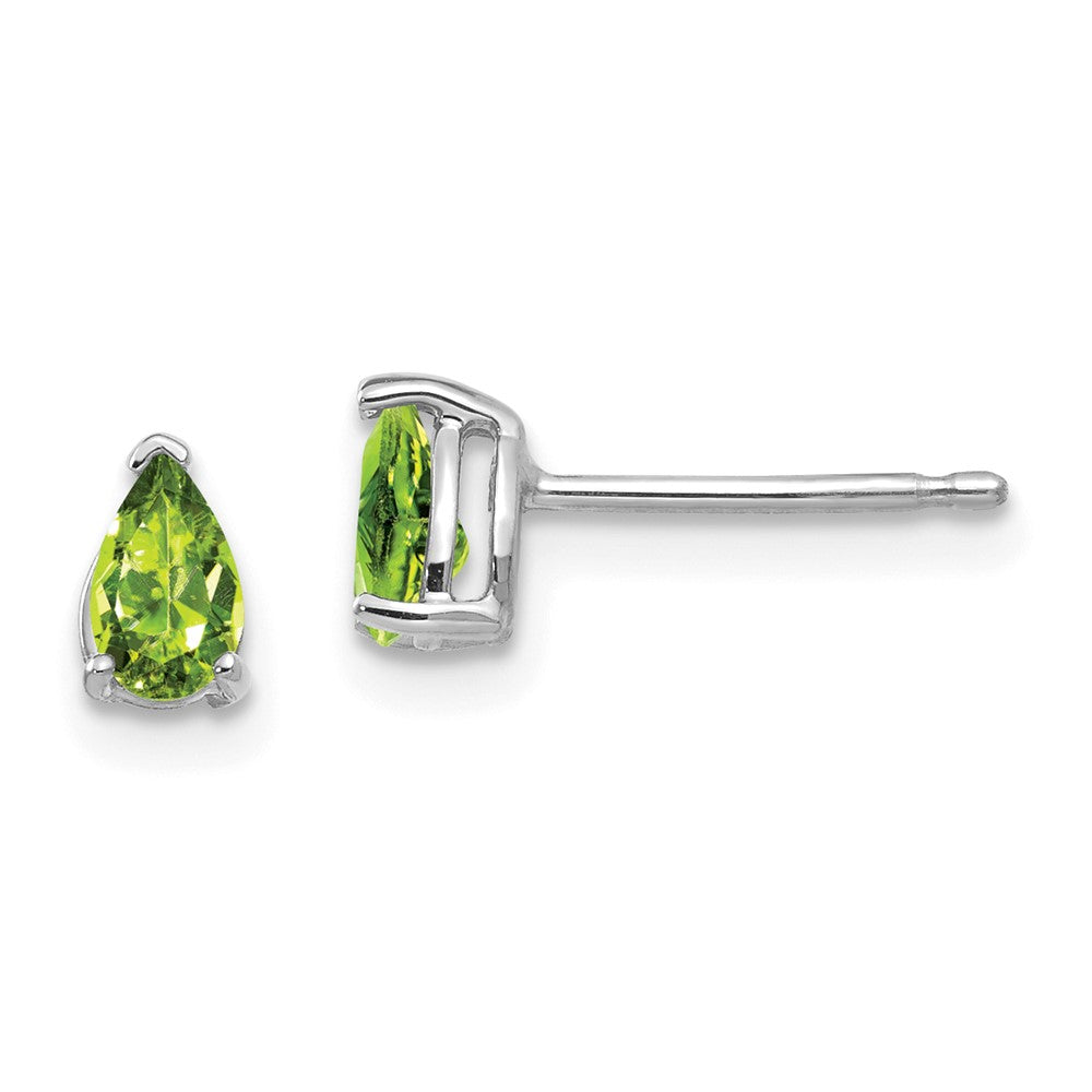 14K White Gold 5x3mm Pear Peridot Stud Earrings